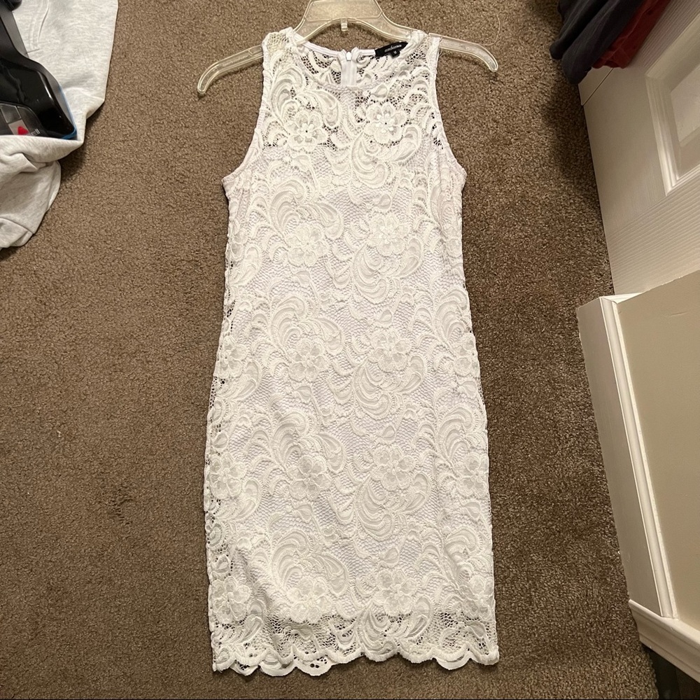 White lace dress. Wore once. Great white dress for bridal shower!